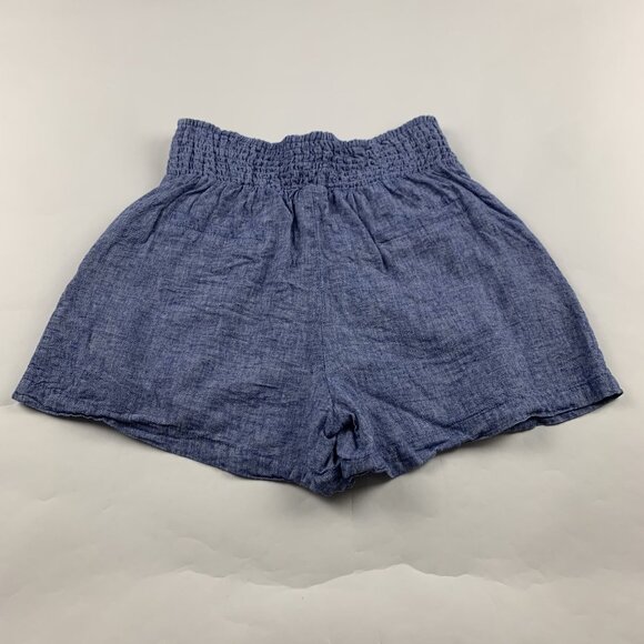 A New Day Blue Chambray Linen Blend Smocked Waist Pull On Shorts XS - Picture 5 of 5